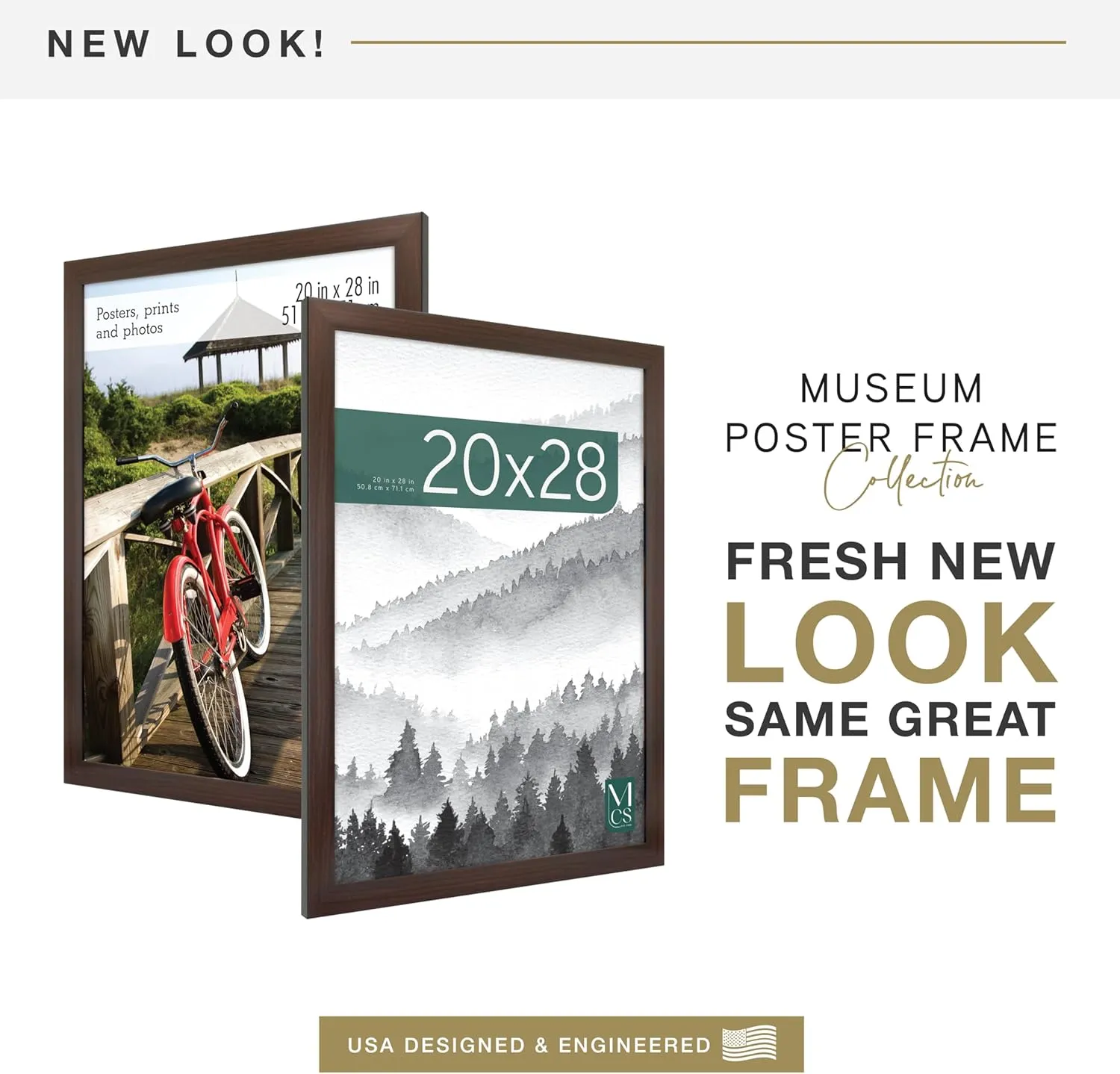 MCS Museum Poster Frame 20x28 Espresso Woodgrain, Vertical & Horizontal Wall Hanging Large Picture Frame for Photos, Posters & Art Prints (1-Pack)
