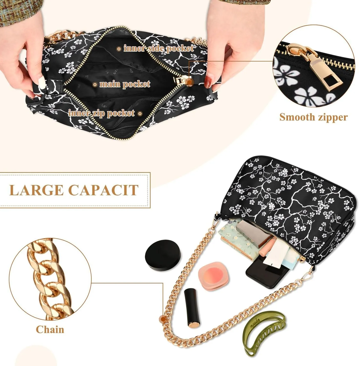 Meat Sushi Salmon Food Women's Purse Hobo Handbag Women Shoulder Handbag Chain Shoulder Bags Formal