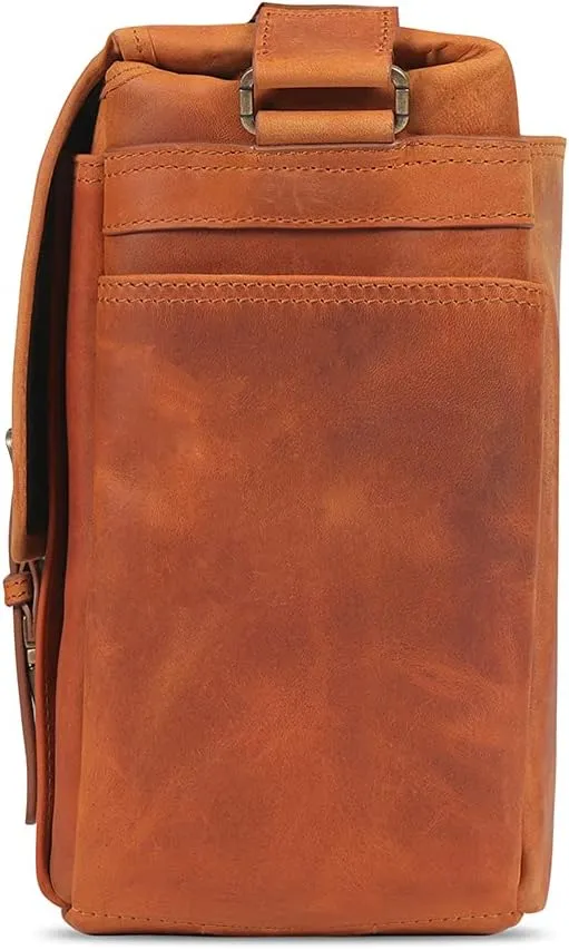 MegaGear Italian Leather Messenger Bag, Lightweight Unisex Business Briefcase Satchel Portfolio, Multi Compartment