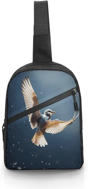 Men Women Foldable Sling Bags,Bird Migration Print Crossbody Chest Bag,Shoulder Chest Backpack for Cycling Walking Hiking