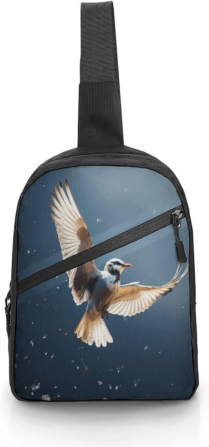 Men Women Foldable Sling Bags,Bird Migration Print Crossbody Chest Bag,Shoulder Chest Backpack for Cycling Walking Hiking