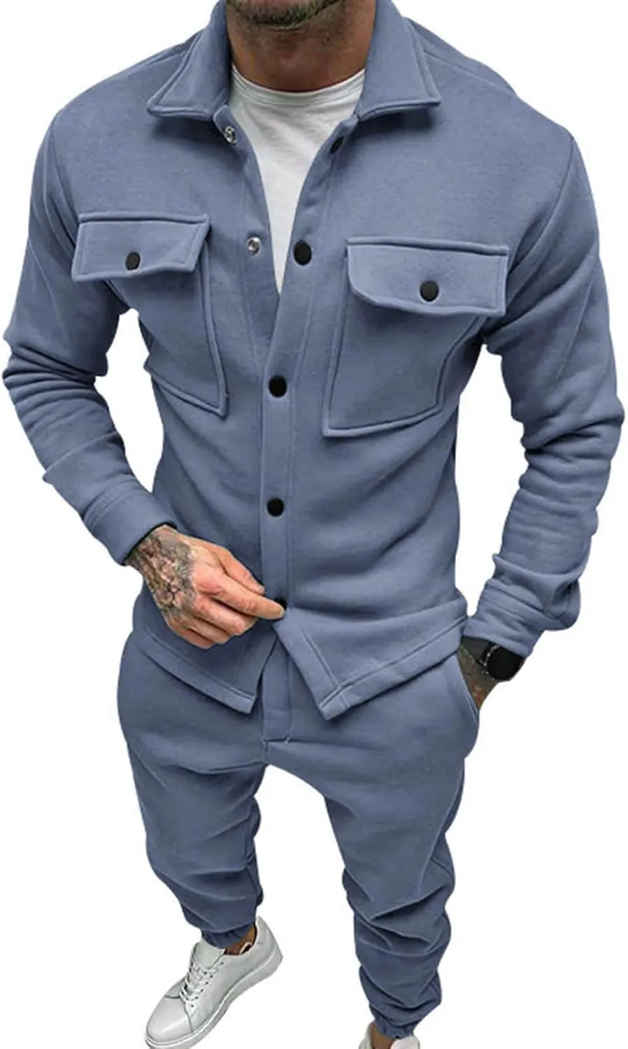 Mens 2 Piece Outfits Fall Winter Solid Color Zipper Sweater Pants Sports Sets Set Mens 2 Piece Big and Tall Hoodies