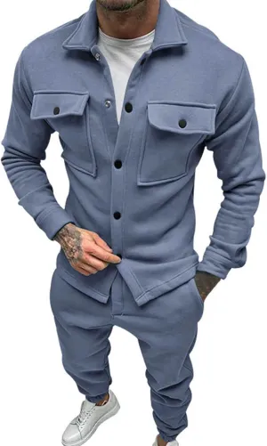Mens 2 Piece Outfits Fall Winter Solid Color Zipper Sweater Pants Sports Sets Set Mens 2 Piece Big and Tall Hoodies