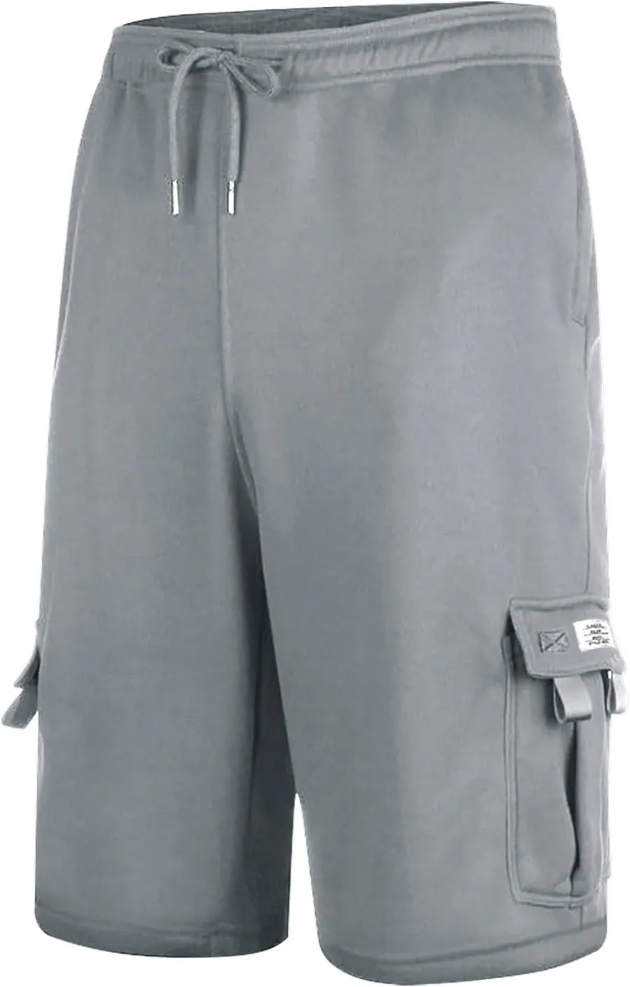 Mens Cargo Shorts Cotton Elastic Waist Casual Shorts Drawstring Athletic Shorts with Multi Pockets