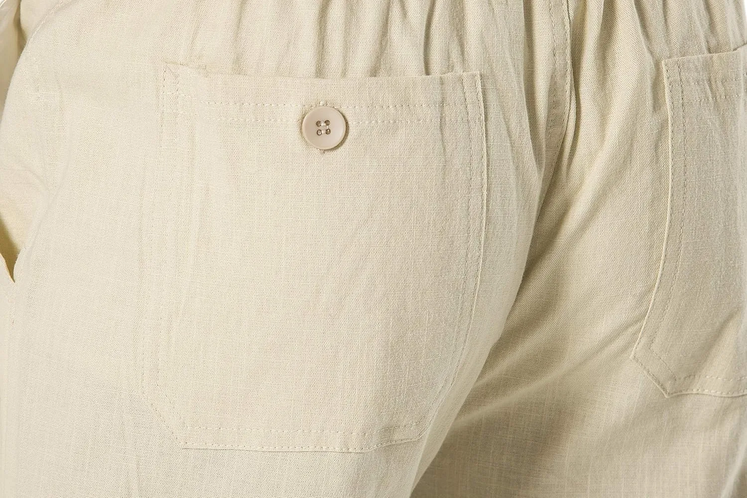 Men's Drawstring Linen Pant Elastic Waist Relaxed-Fit Casual Beach Trousers