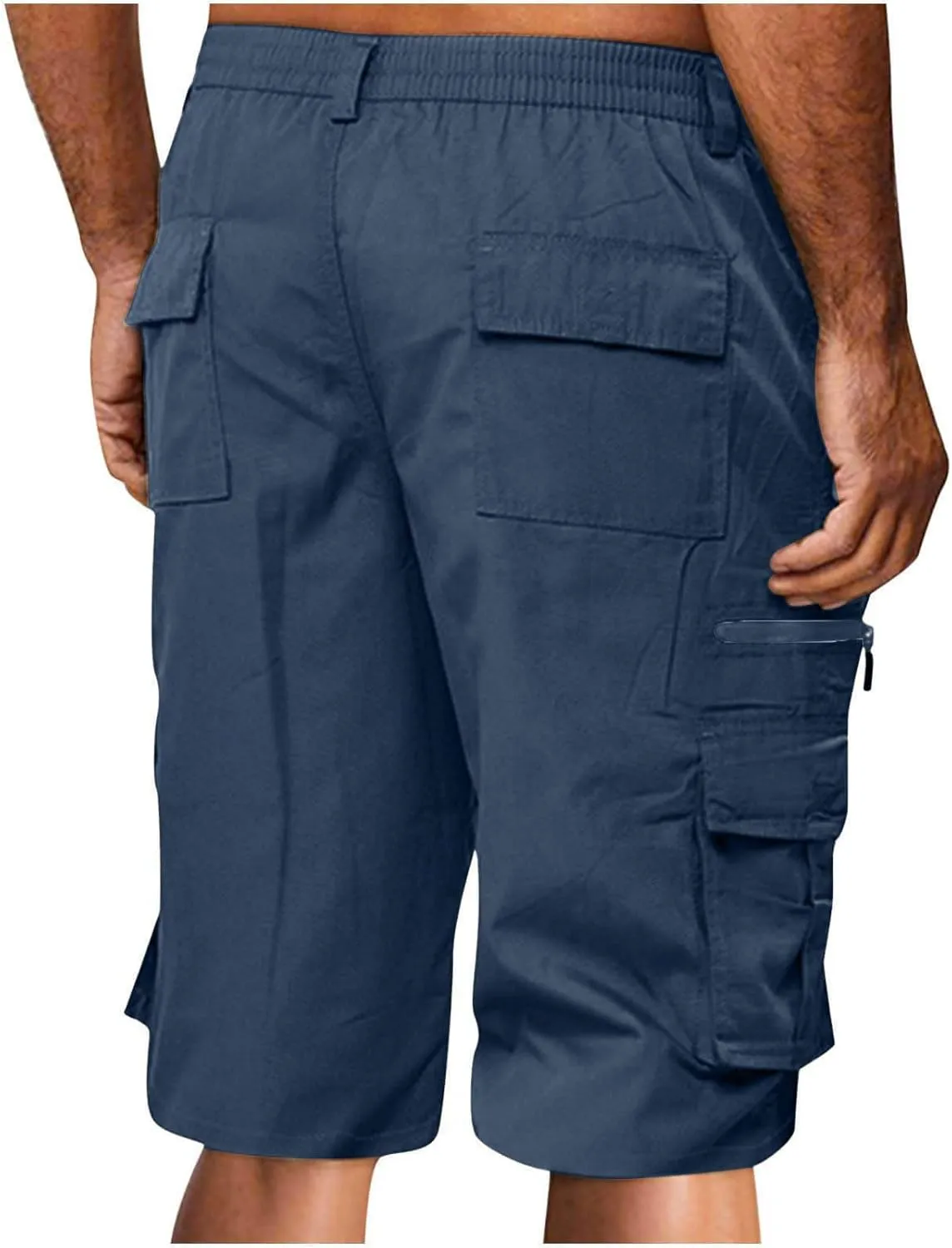 Mens Elastic Waist Cargo Shorts,2024 Summer Casual Bermuda Shorts with Pockets Trendy, Large
