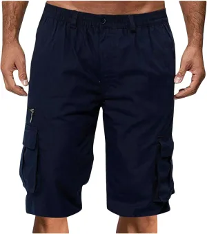 Mens Elastic Waist Cargo Shorts,2024 Summer Casual Bermuda Shorts with Pockets Trendy, Large