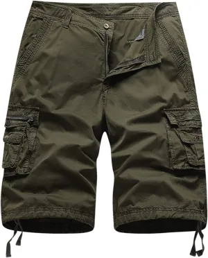 Mens Lightweight Hiking Shorts Loose Fit Solid Cotton Multi Pockets Cargo Shorts Big and Tall Plus Size Work Shorts