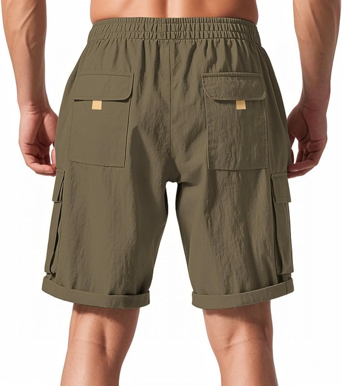 Mens Shorts Cargo Shorts Classic Summer Lightweight with Pocket Elastic Waist Drawstring Pants for Running Athletic Beach