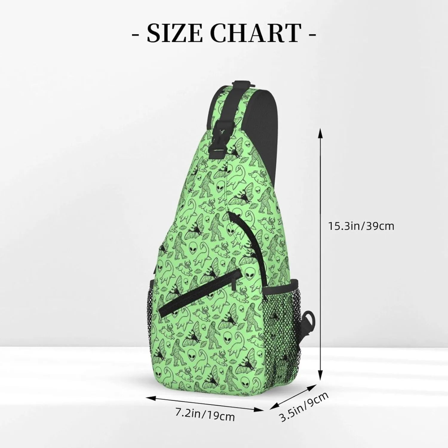 Mens Sling Bag Shoulder Backpacks for Aliens Savage Dinosaur Green Chest Bags, Anti Theft Crossbody Bag Multi Purpose Daypacks for Hiking Sports