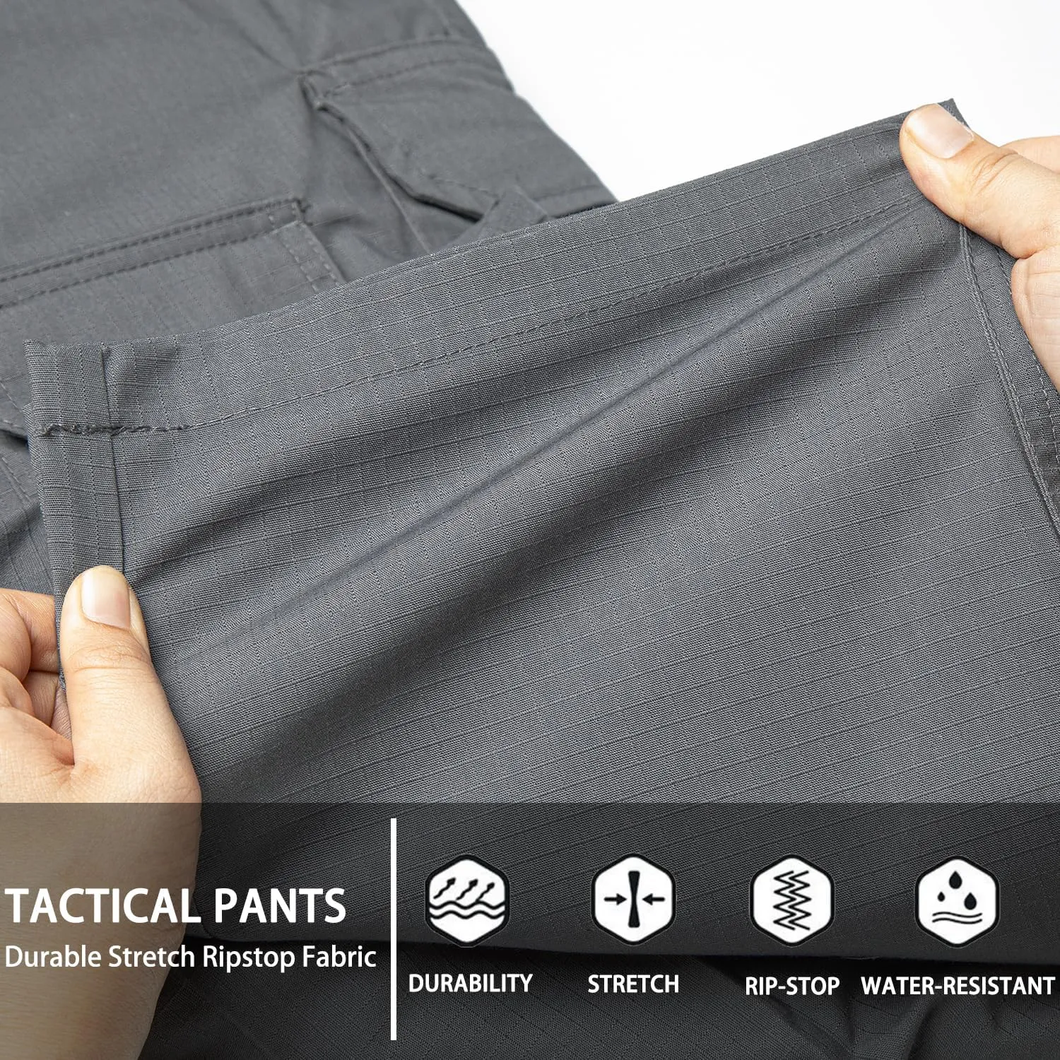 Men's Stretch Tactical Pants Water Resistant Ripstop Cargo Pants Outdoor Lightweight EDC Work Hiking Pants