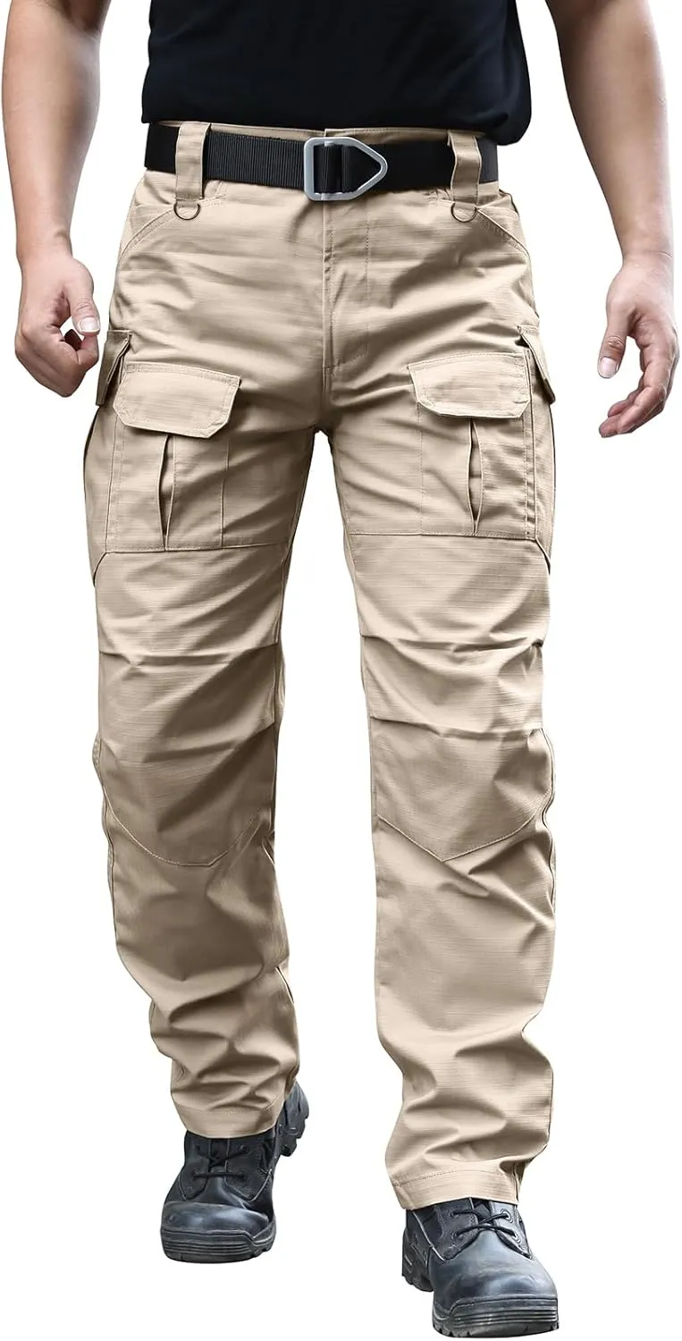 Men's Stretch Tactical Pants Water Resistant Ripstop Cargo Pants Outdoor Lightweight EDC Work Hiking Pants