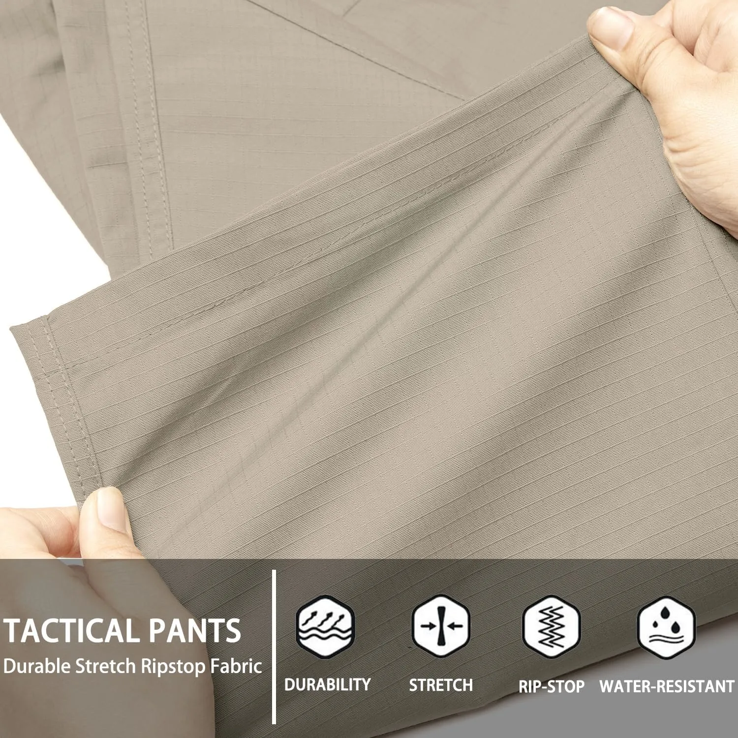 Men's Stretch Tactical Pants Water Resistant Ripstop Cargo Pants Outdoor Lightweight EDC Work Hiking Pants