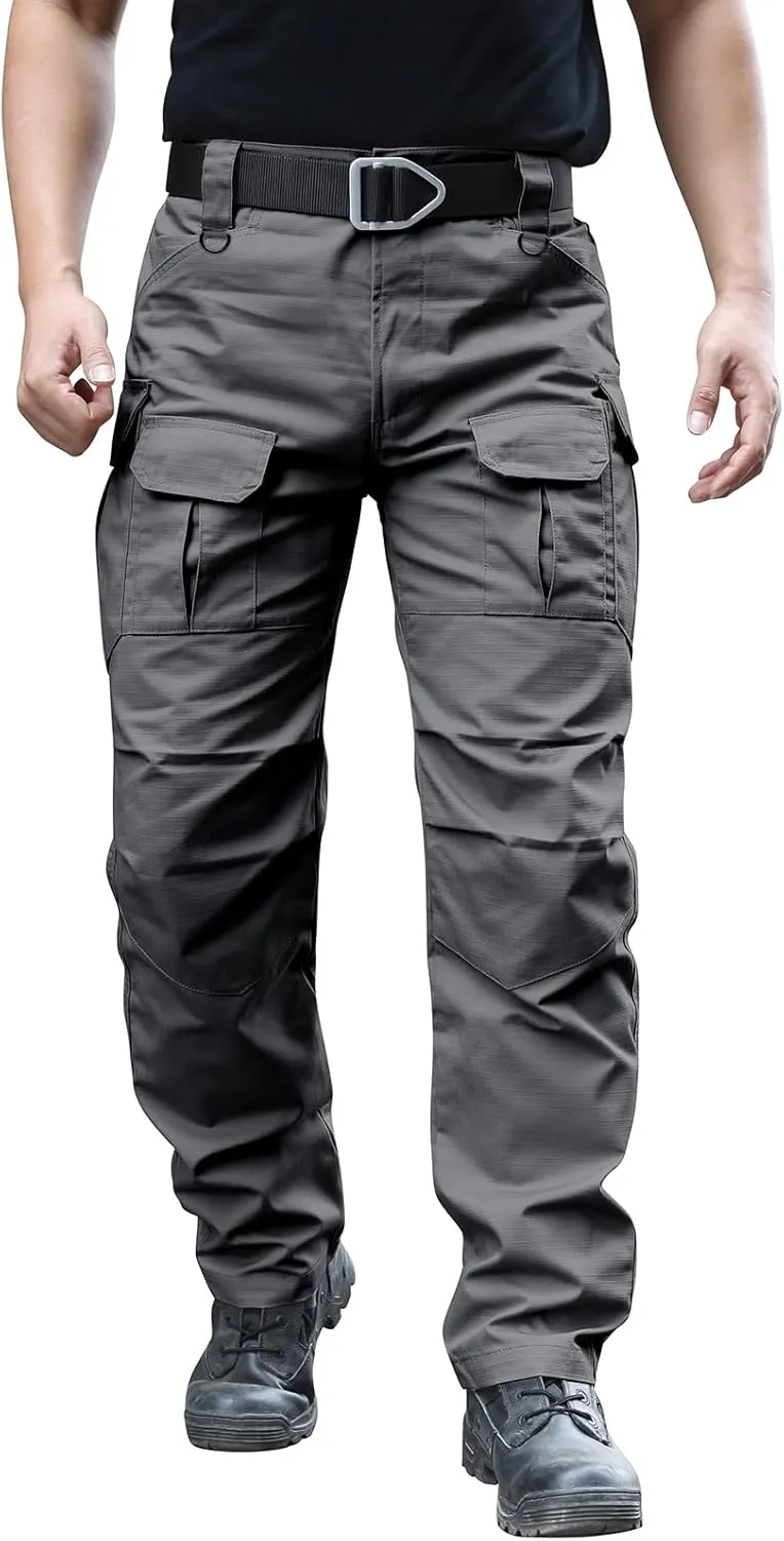 Men's Stretch Tactical Pants Water Resistant Ripstop Cargo Pants Outdoor Lightweight EDC Work Hiking Pants