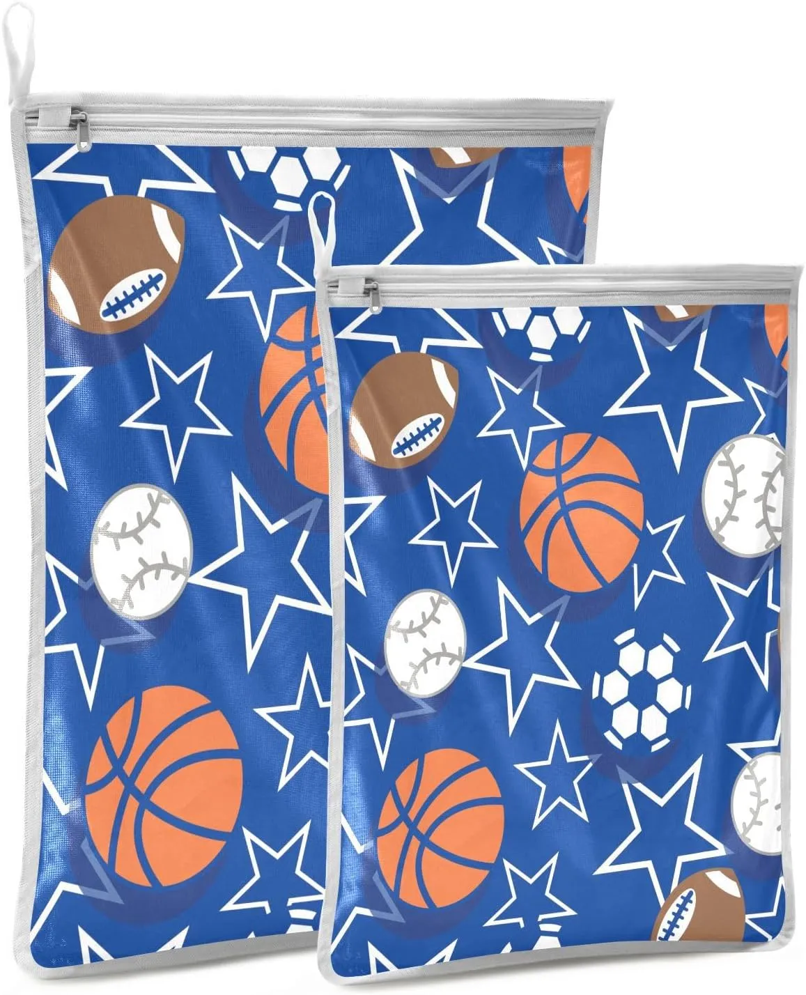 Mesh Laundry Bags Lingerie Bags for Washing Delicates 2 PCS Wash Bag with Zipper Small and Medium Washable Basketball Football