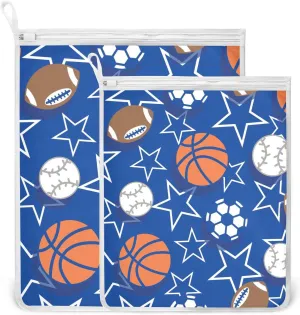 Mesh Laundry Bags Lingerie Bags for Washing Delicates 2 PCS Wash Bag with Zipper Small and Medium Washable Basketball Football