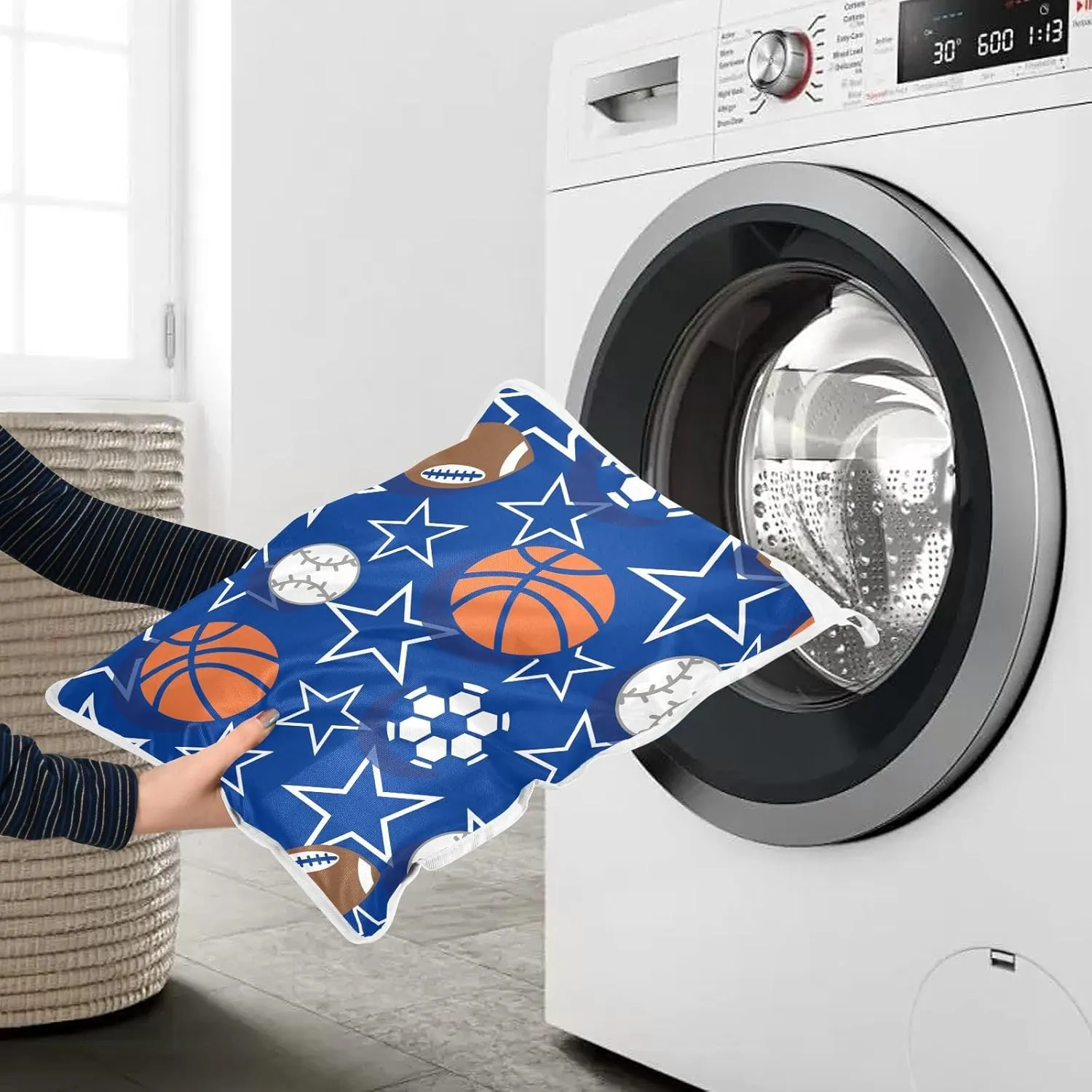 Mesh Laundry Bags Lingerie Bags for Washing Delicates 2 PCS Wash Bag with Zipper Small and Medium Washable Basketball Football
