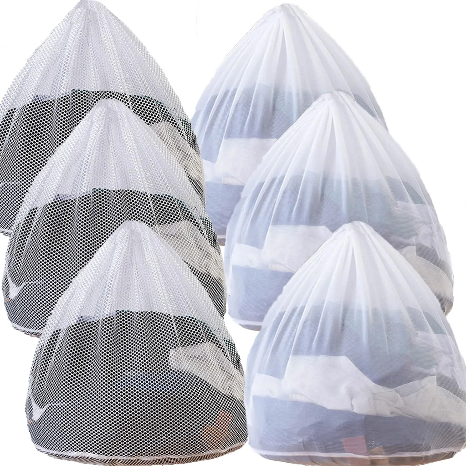 Mesh Laundry Bags with Adjustable Single Shoulder Straps 24" x 32" Sturdy Nylon Material Laundry Liners with Drawstring Closure for College, Dorm and Apartment(6PCS-XXLarge)