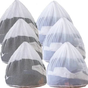 Mesh Laundry Bags with Adjustable Single Shoulder Straps 24" x 32" Sturdy Nylon Material Laundry Liners with Drawstring Closure for College, Dorm and Apartment(6PCS-XXLarge)
