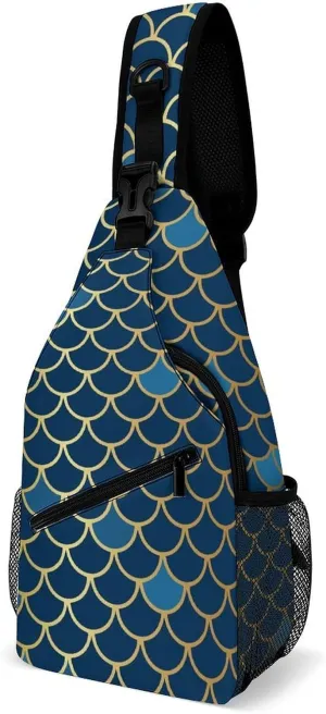 Metallic Shining Fish Scale Crossbody Bag Multipurpose Over Shoulder Sling Backpack Travel Chest Side Pouch Daypack
