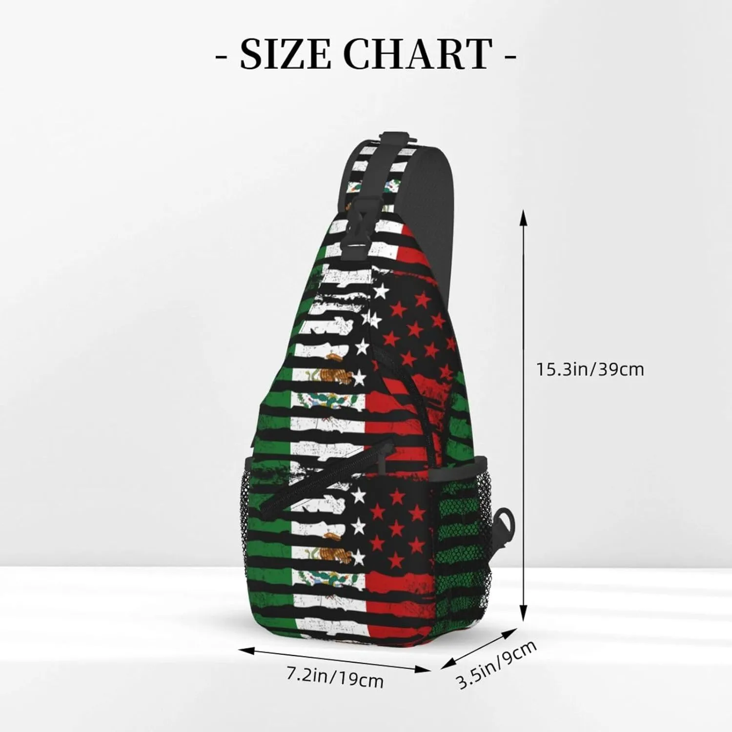 Mexican American Pride Usa Flag Mexico Roots Chest Sling Bag Crossbody Shoulder Backpack Bag Gym Cycling Daypack Travel Hiking Cross Bag