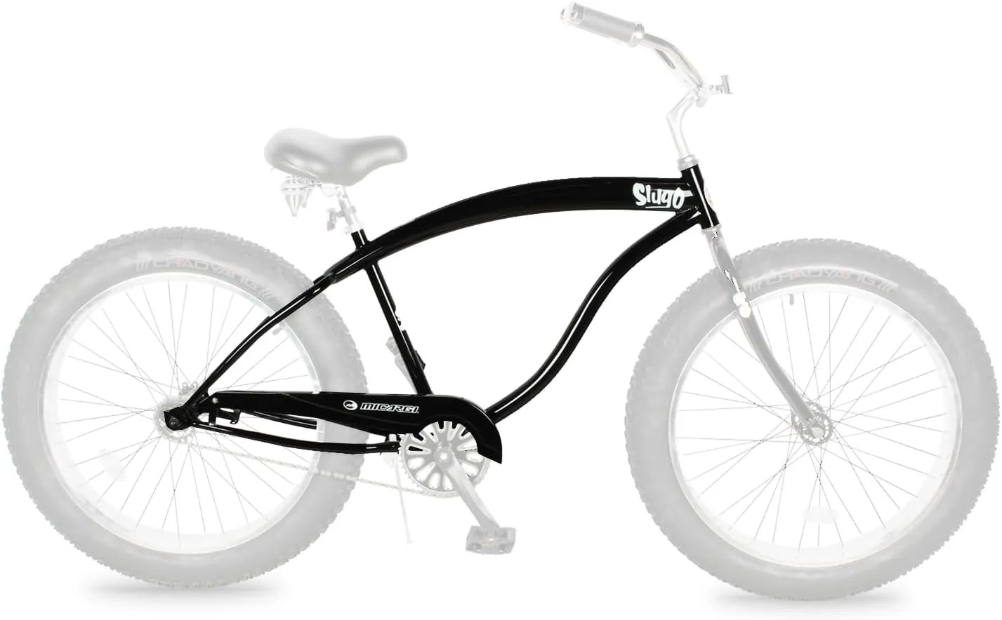 MICARGI SLUGO Stretch Cruiser Bike Frame,26-in Steel Frame with Bike Chain Suitable for Lowrider Bike, Chopper Bike, and Electric Bike Conversion (Matte Black)