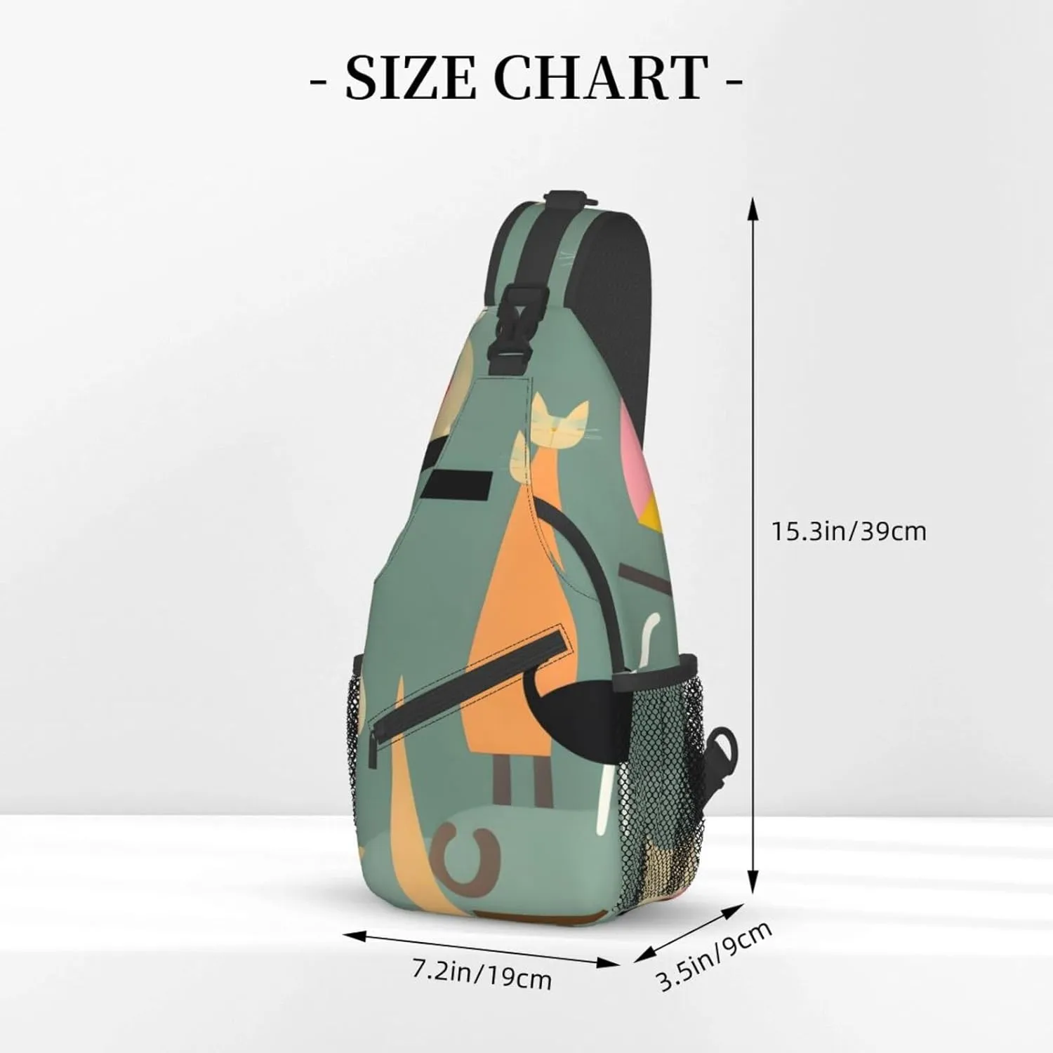 Mid-Century Modern Art Cats High Storage Capacity Chest Bag Diagonally Sling Backpack Crossbody Shoulder Bag For Men Women