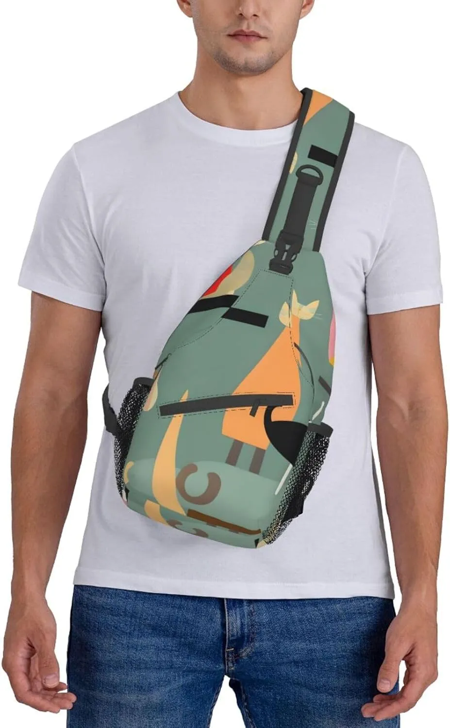 Mid-Century Modern Art Cats High Storage Capacity Chest Bag Diagonally Sling Backpack Crossbody Shoulder Bag For Men Women