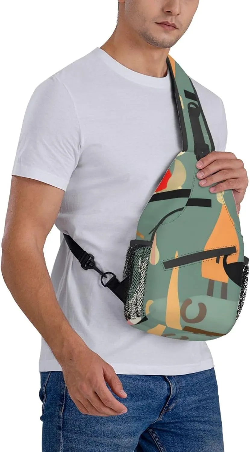 Mid-Century Modern Art Cats High Storage Capacity Chest Bag Diagonally Sling Backpack Crossbody Shoulder Bag For Men Women