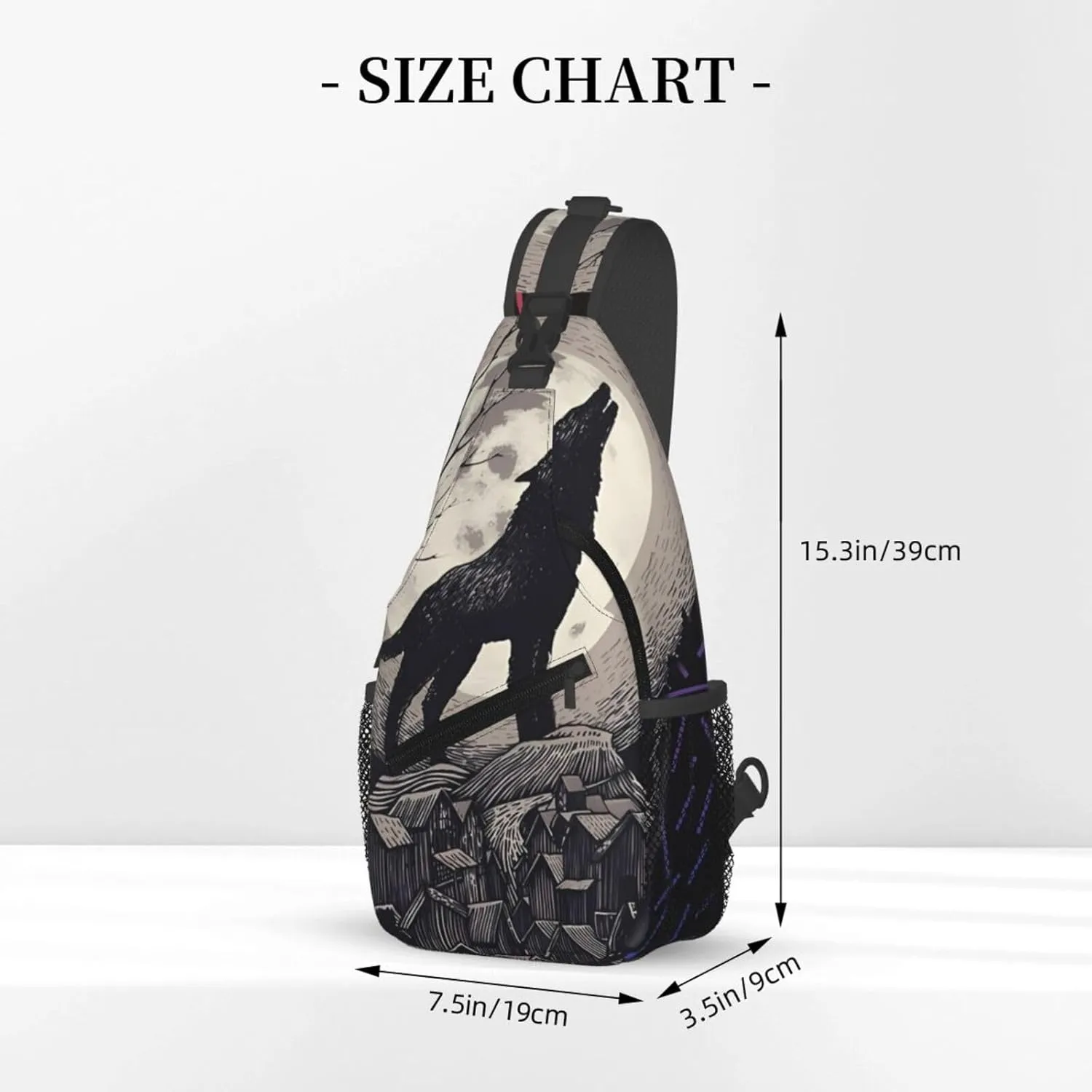 Midnight Wolf Song Crossbody For Men Women Sling Chest Bag Shoulder Bag Lightweight One Strap Backpack Multipurpose Travel Hiking Daypack