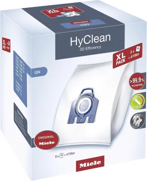 Miele 10455000 XL Pack HyClean 3D GN, Vacuum Cleaner Bags, Reliably Keep Dust inside the Vacuum Cleaner