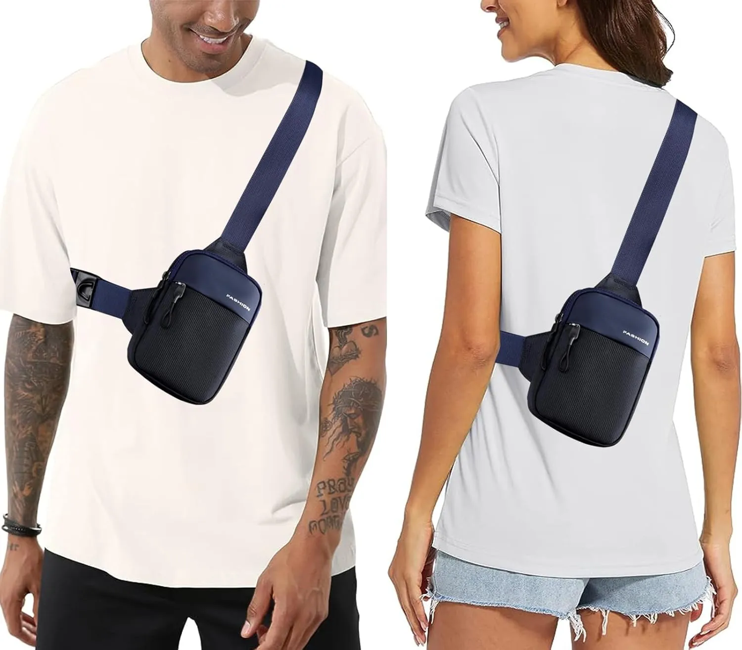 Mini Sling Bag Men Small Crossbody Bag Women Fanny Packs Casual Phone Chest Bag Waterproof Slim Personal Pocket Bag Backpack for Travel Hiking