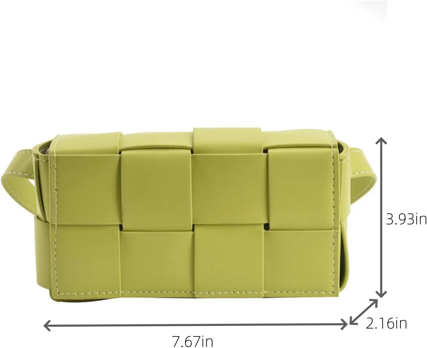 Mini Woven Crossbody Bag for Women, Square Shoulder Handbag Leather Clutch Purse Cute Fanny Packs with Adjustable Belt