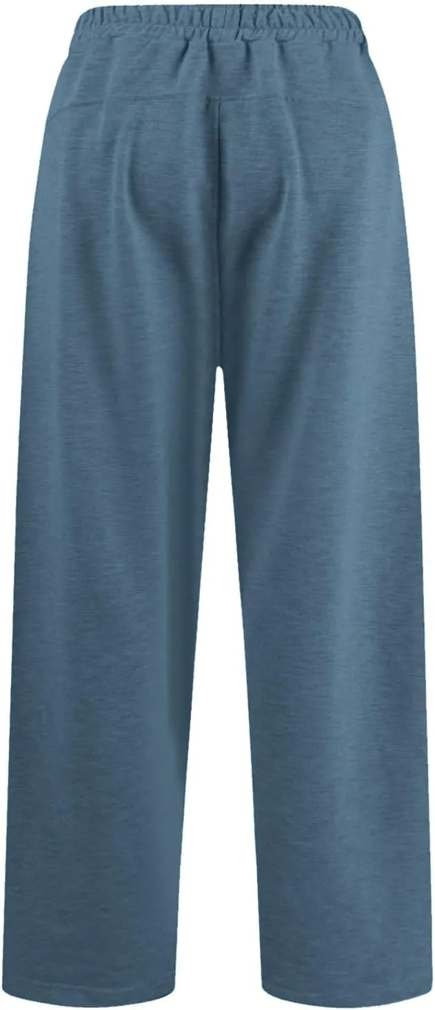 Miyaomn Women's Wide Leg Sweatpants Drawstring Casual Jogger Pants Loose Elastic High Waisted Athletic Trousers with Pockets