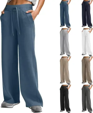 Miyaomn Women's Wide Leg Sweatpants Drawstring Casual Jogger Pants Loose Elastic High Waisted Athletic Trousers with Pockets