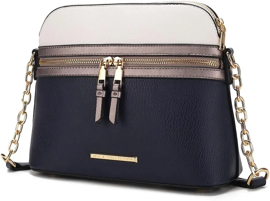 MKF Collection Crossbody Bag for Women, Vegan Leather Multi Pocket Messenger Purse, Shoulder Bag By Mia K