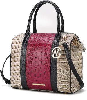MKF Collection Satchel bag for Women, Crocodile-embossed Vegan Leather Top-Handle Crossbody Handbag Purse By Mia K