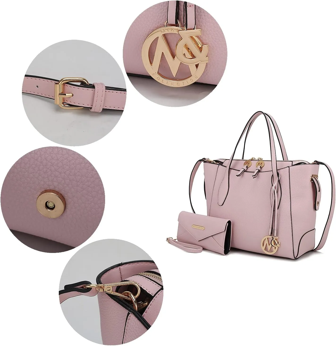 MKF Collection Tote bag for Women with Wristlet Wallet, Vegan Leather Top-Handle Shoulder Handbag Purse