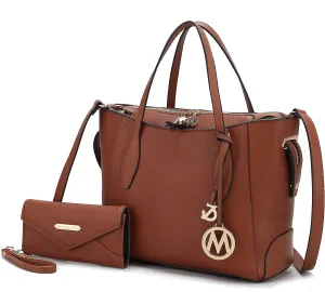 MKF Collection Tote bag for Women with Wristlet Wallet, Vegan Leather Top-Handle Shoulder Handbag Purse
