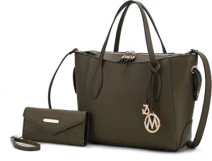 MKF Collection Tote bag for Women with Wristlet Wallet, Vegan Leather Top-Handle Shoulder Handbag Purse
