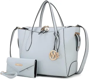 MKF Collection Tote bag for Women with Wristlet Wallet, Vegan Leather Top-Handle Shoulder Handbag Purse