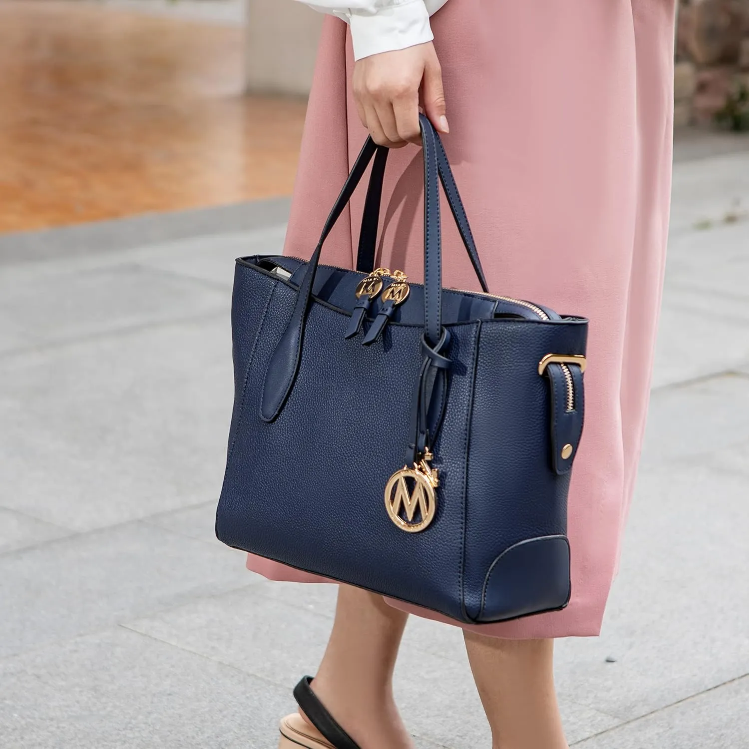 MKF Collection Tote bag for Women with Wristlet Wallet, Vegan Leather Top-Handle Shoulder Handbag Purse