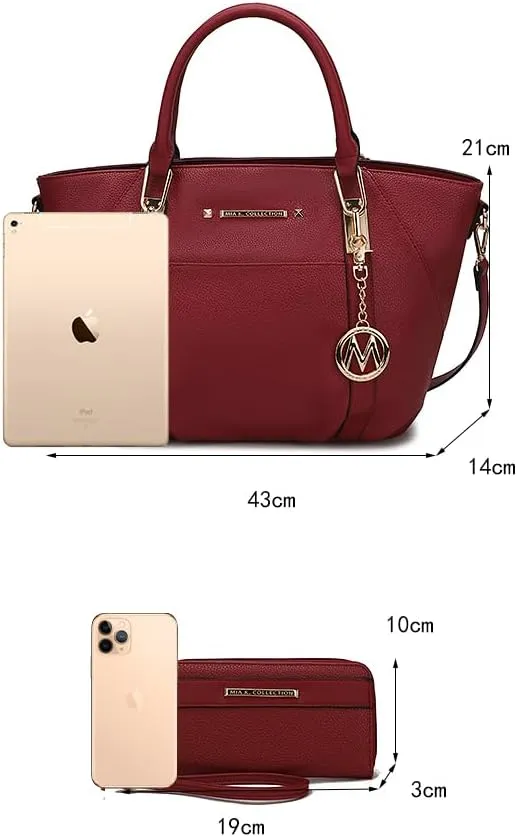 MKF Collection Tote Bag With Wallet for Women, Vegan Leather Shoulder Bag Purse Set Top Handle Handbag 2 Pieces