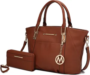 MKF Collection Tote Bag With Wallet for Women, Vegan Leather Shoulder Bag Purse Set Top Handle Handbag 2 Pieces