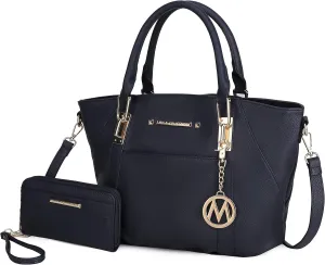 MKF Collection Tote Bag With Wallet for Women, Vegan Leather Shoulder Bag Purse Set Top Handle Handbag 2 Pieces