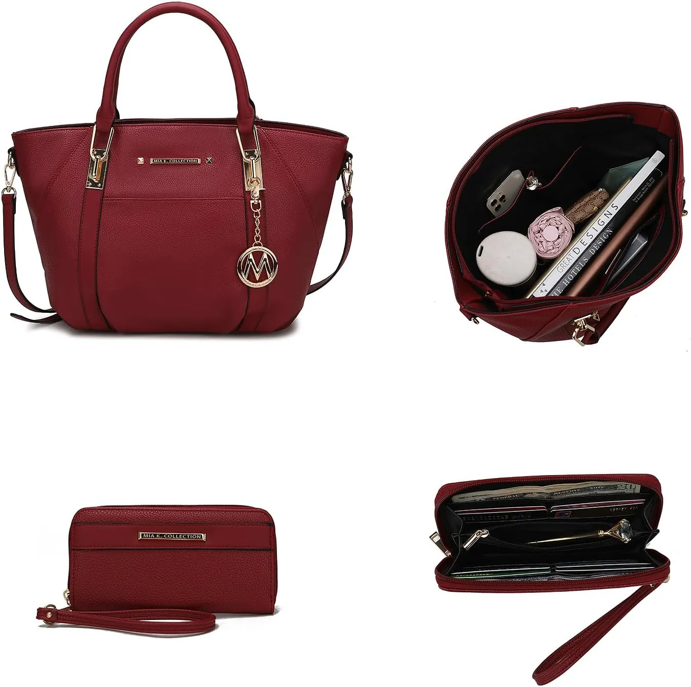 MKF Collection Tote Bag With Wallet for Women, Vegan Leather Shoulder Bag Purse Set Top Handle Handbag 2 Pieces