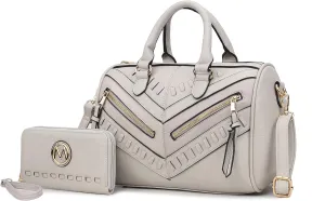 MKF Collection Women's Satchel Bag with Wallet, Vegan Leather Top Handle Shoulder Handbag Crossbody Purse