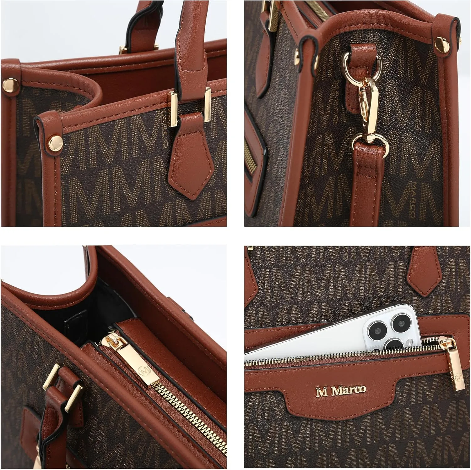MKP Tote Bag for Women Medium Signature Monogram Satchel Handbags Purses Top Handle Shoulder Bags Wristlet Wallet Set 2pcs