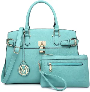 MKP Women Fashion Satchel Handbags and Purses Ladies Top Handle Tote Work Shoulder Bags with Matching Wristlet Wallet