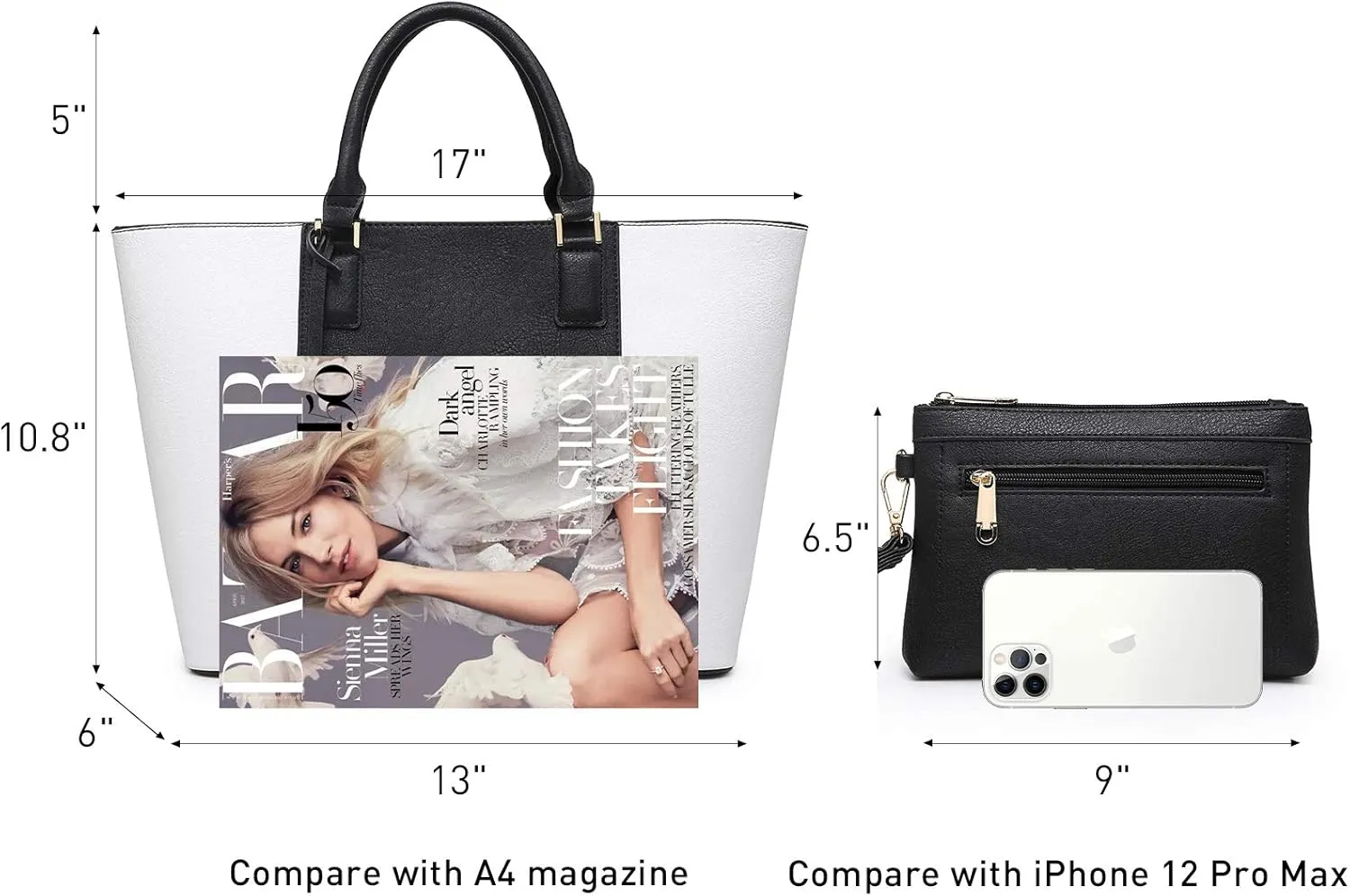 MKP Women Two Tone Large Tote Bags Top Handle Satchel Handbags Purses Set 2pcs